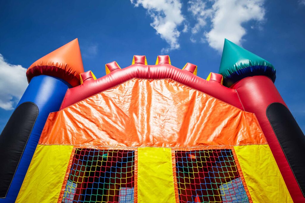 Children's inflatable bounce house castle upper half.