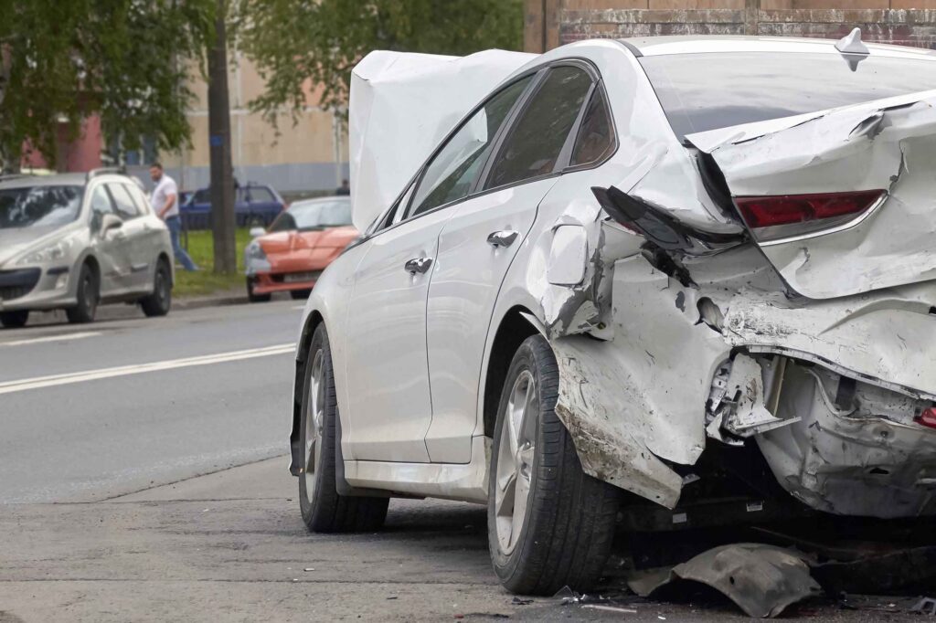 car crash accident on the road in the big city